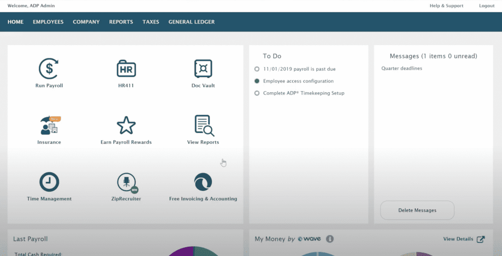 adp payroll dashboard