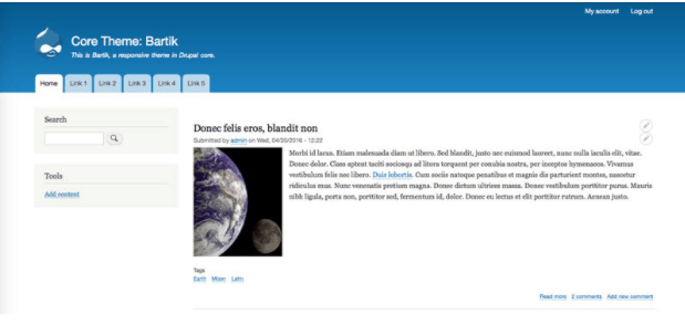 Screengrab of Drupal theme Bartik