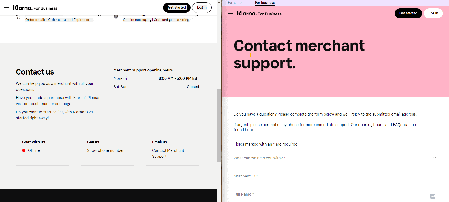 Klarna customer support