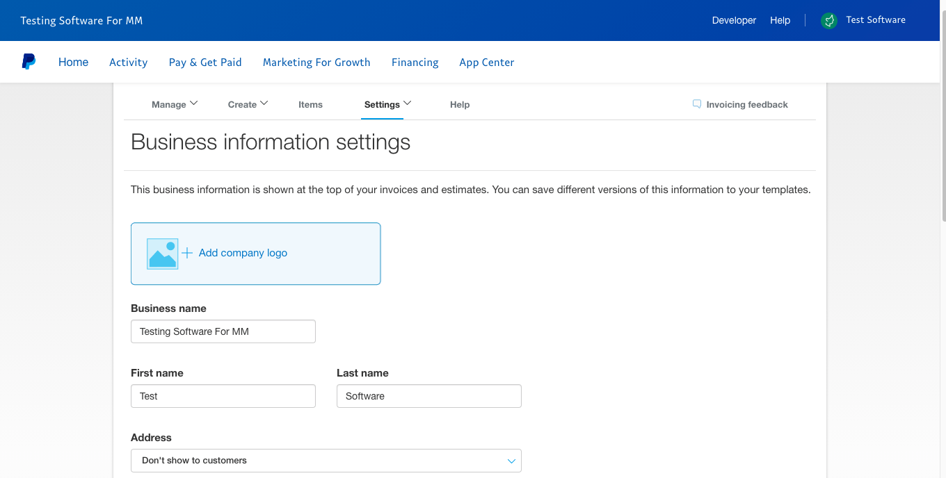 create a paypal invoice