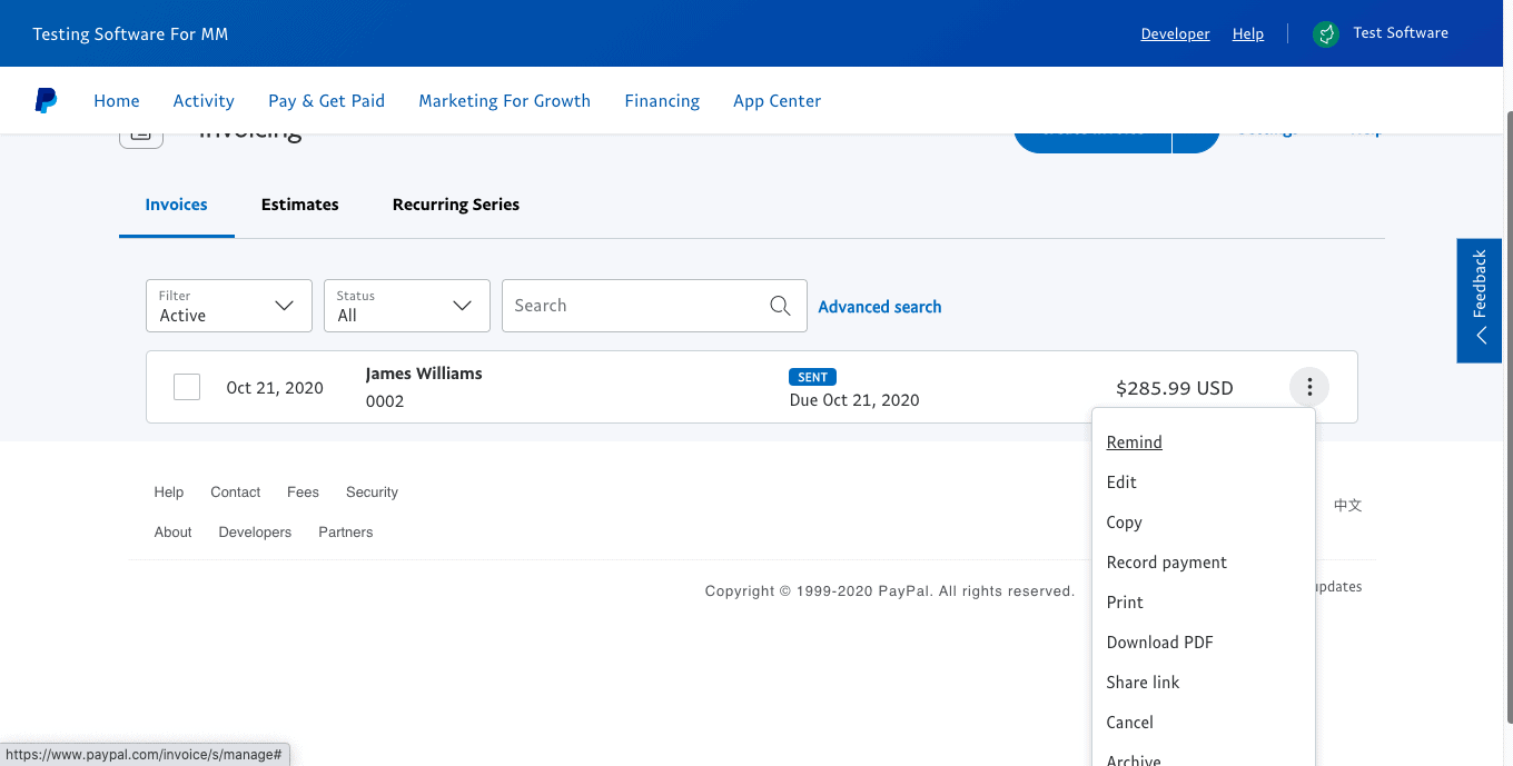 getting paid with paypal invoices