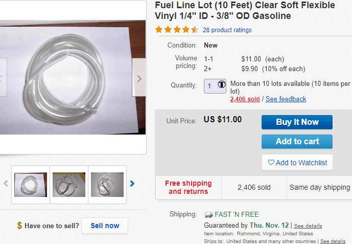 Screengrab showing one eBay seller's shipping speed