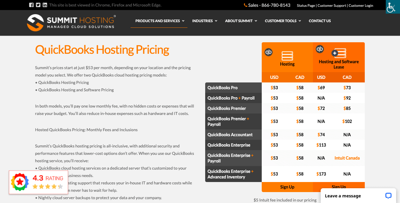 summit quickbooks hosting