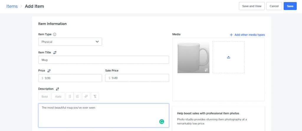 weebly store item management