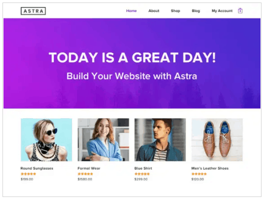 Screengrab of Astra theme for WordPress