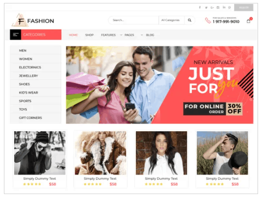Screengrab of Fashion eStore theme for WordPress
