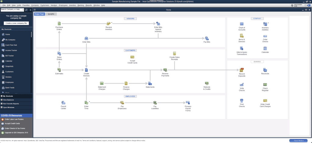 QuickBooks Desktop Payroll Home Dashboard Screen