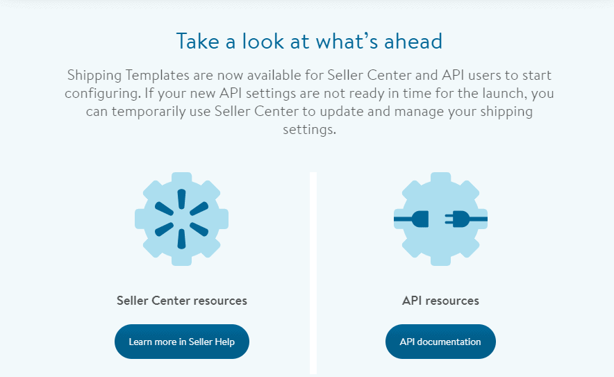Screengrab of information about Walmart Marketplace shipping templates