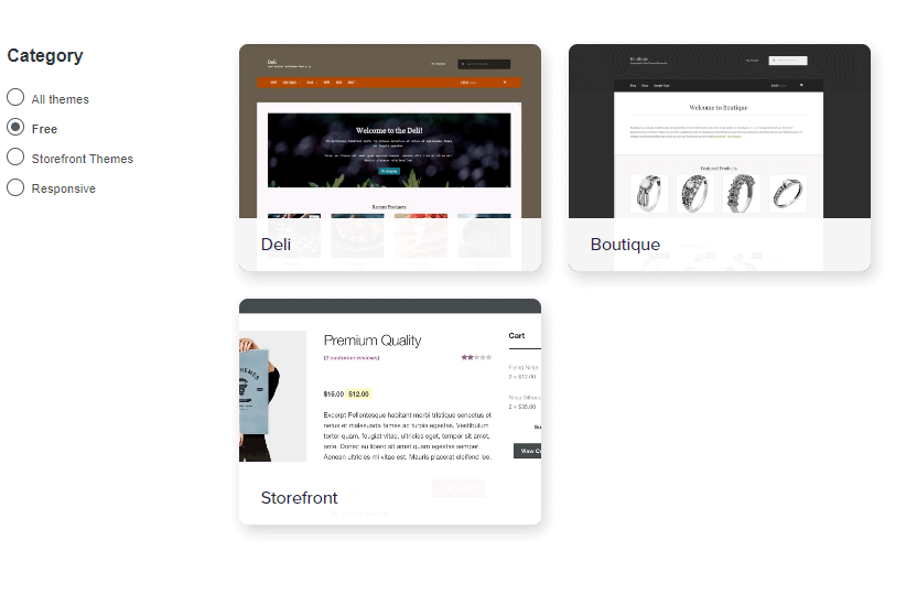 Screengrab of free WooCommerce themes