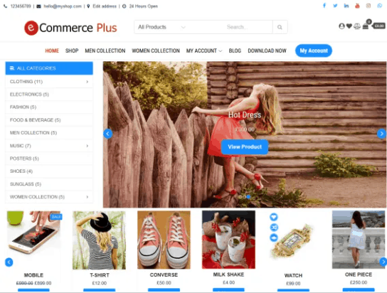 Screengrab of eCommerce Plus theme for WordPress