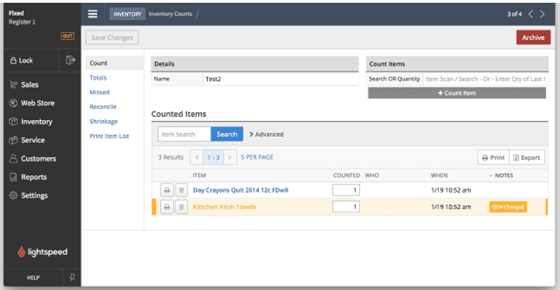 mPOS inventory management dashboard example.