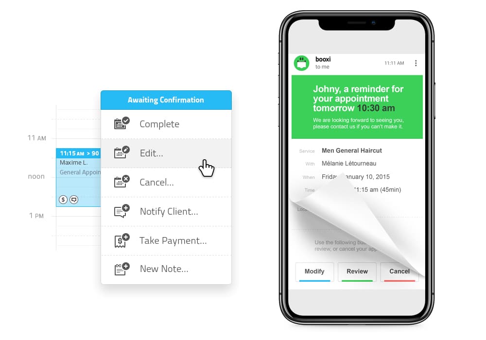 Screenshot of Booxi's scheduling screen