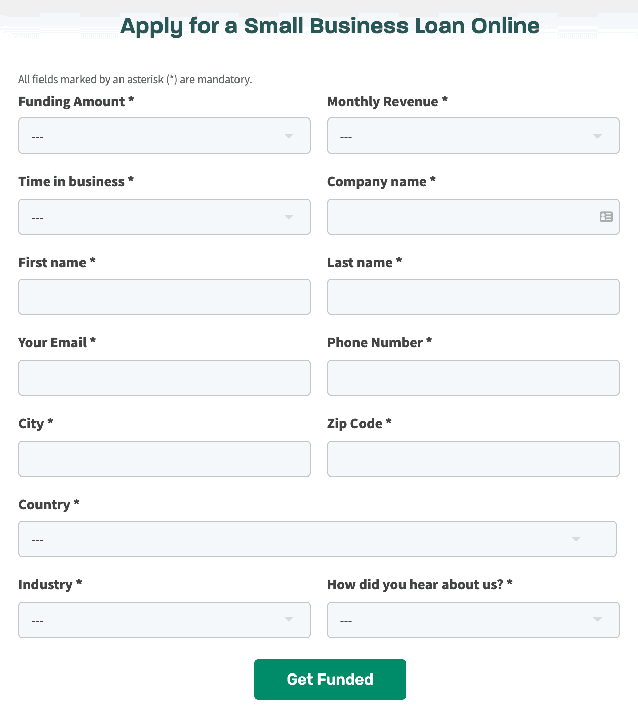 greenbox capital loan application screenshot