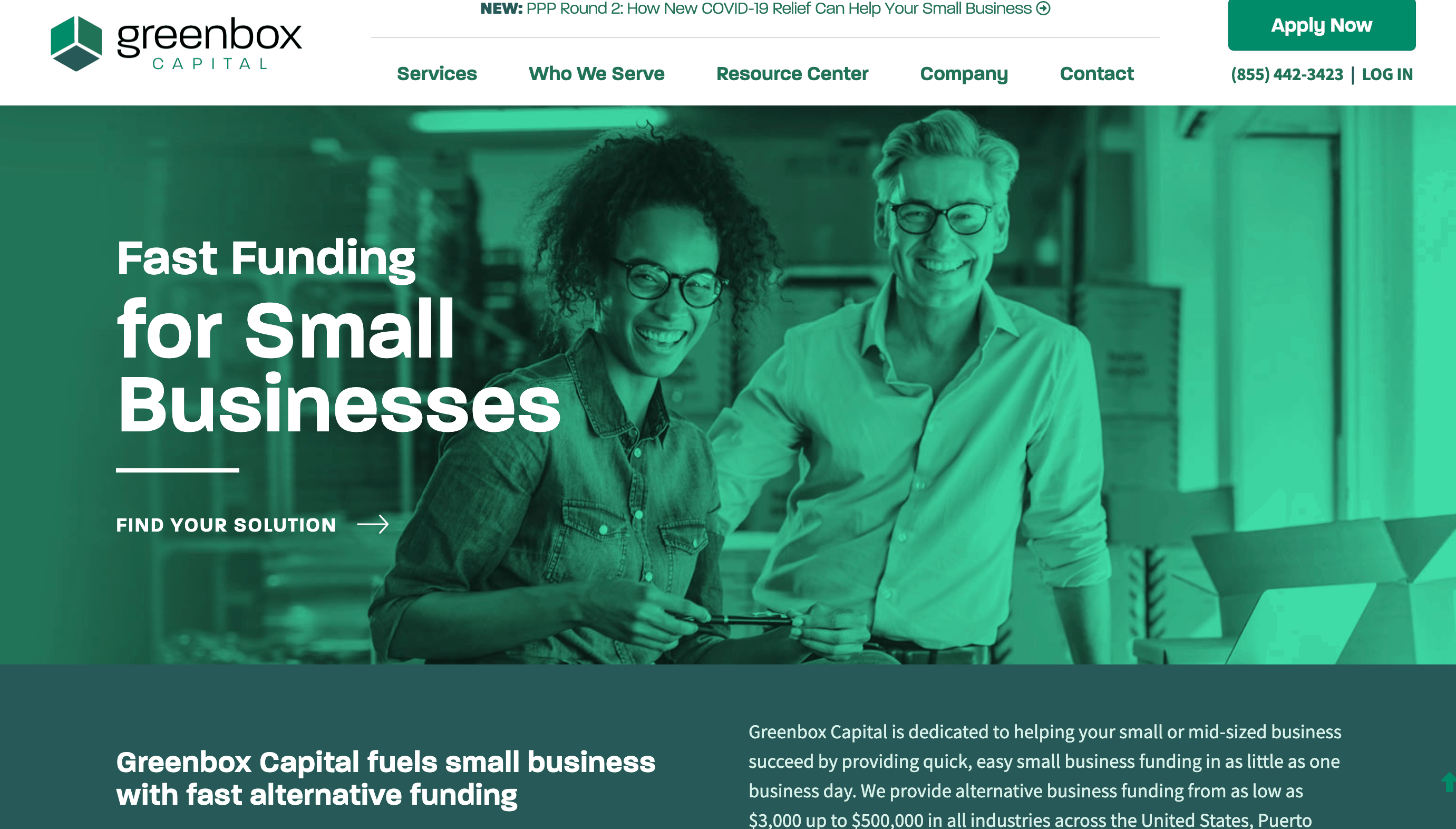 greenbox capital website homepage