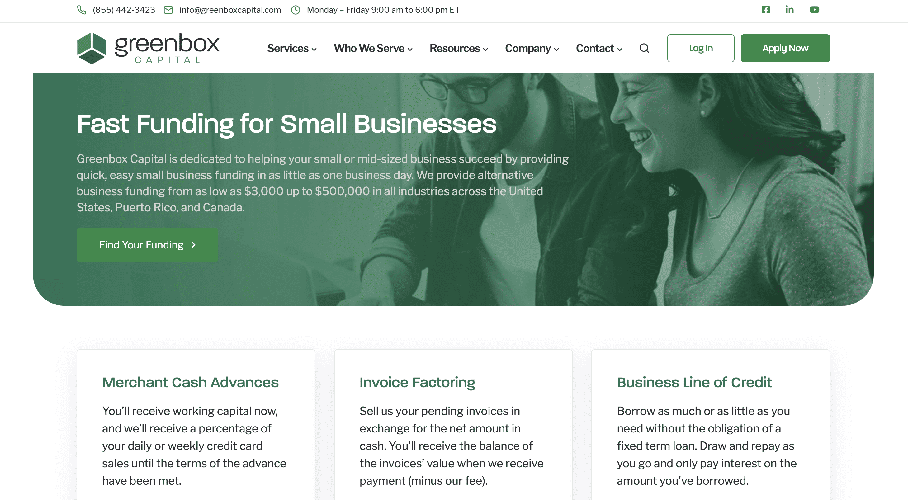 greenbox capital website homepage screenshot