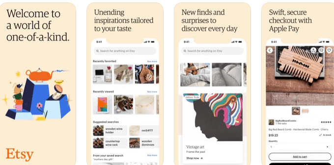 Screengrab of Etsy's seller app for iOS