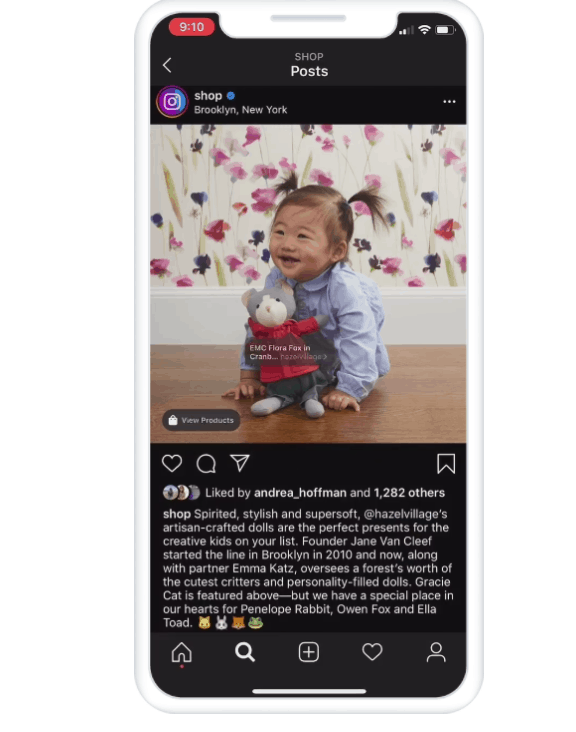 Screengrab of Instagram shoppable post