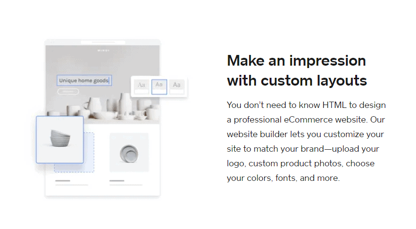 Screengrab of Square Online custom layout information
