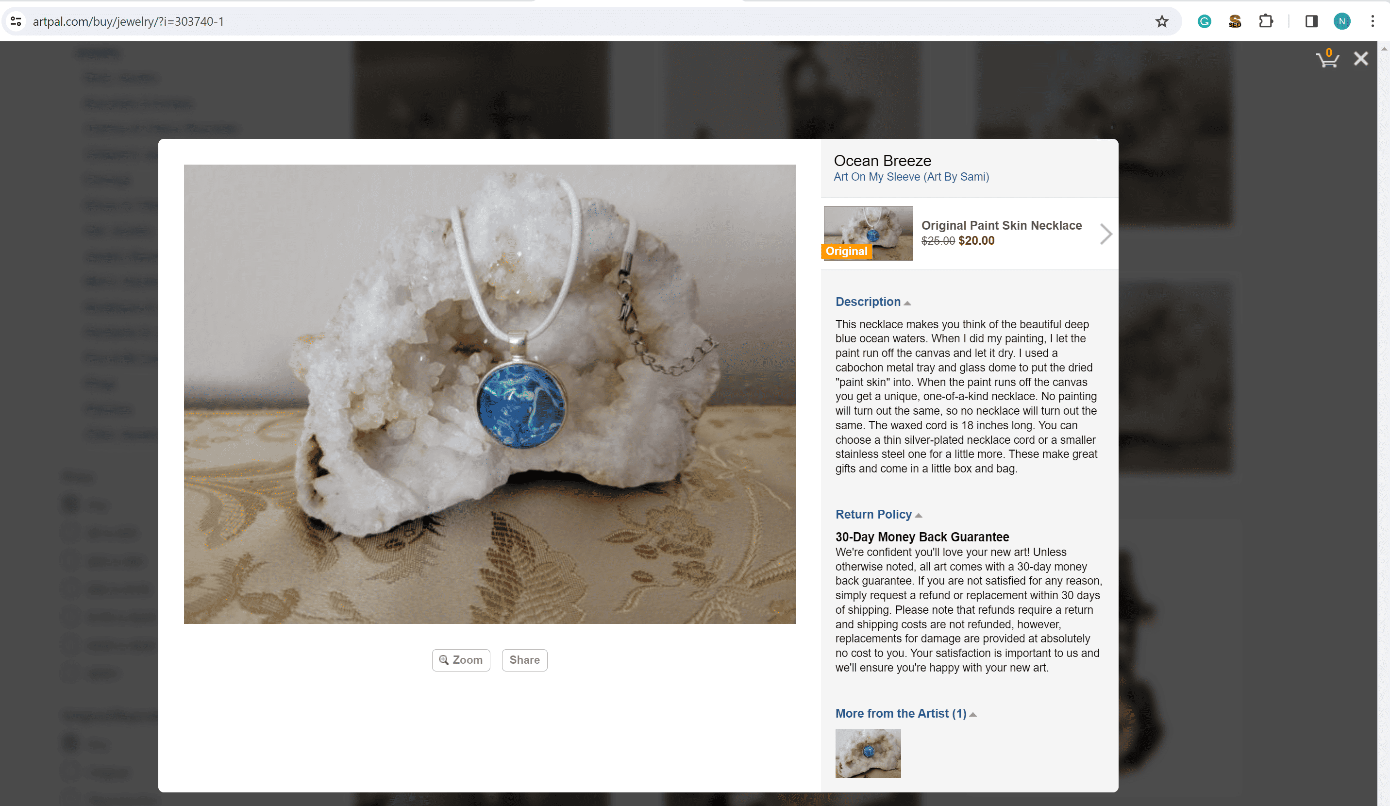 ArtPal free online art marketplace jewelry item listing