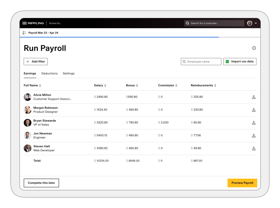 rippling peo dashboard