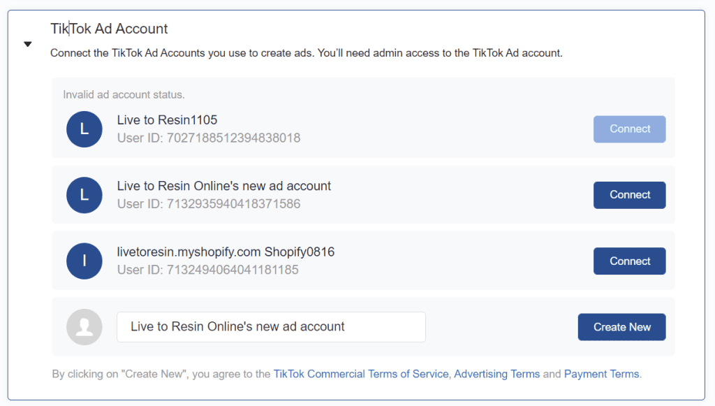 Connect BigCommerce to TikTok ads accounts