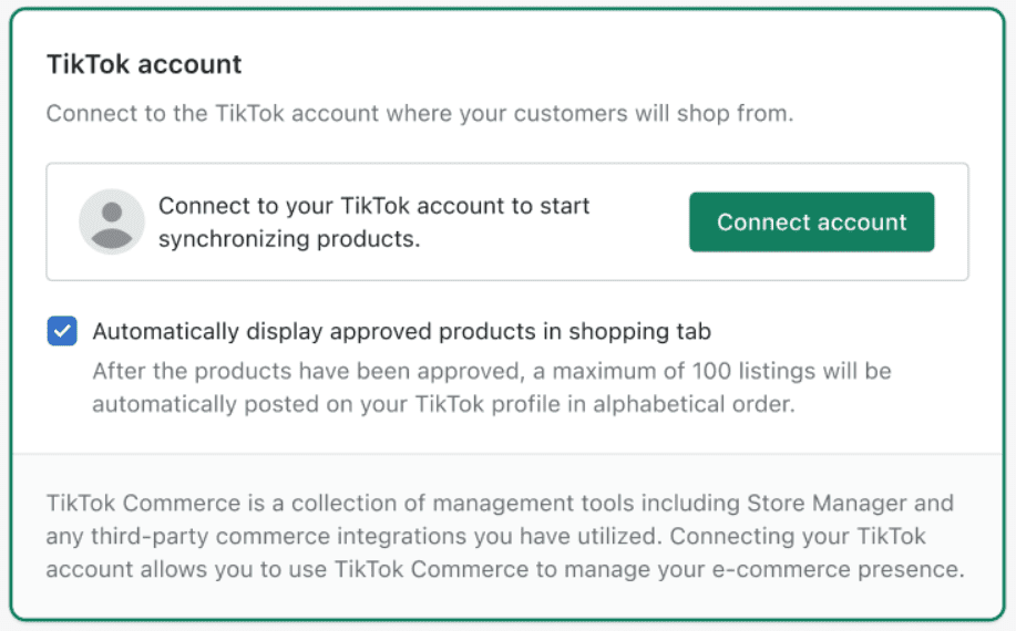 Connect Shopify catalog to TikTok profile
