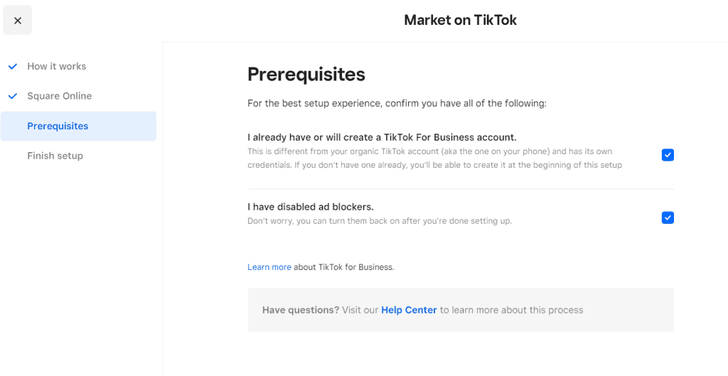 Square x TikTok marketing setup.