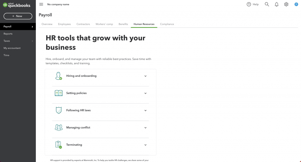 intuit online payroll hr support