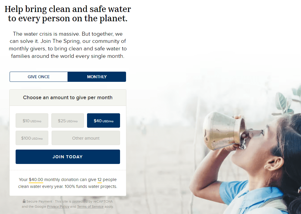 Shopify charity one-time or monthly donation widget.