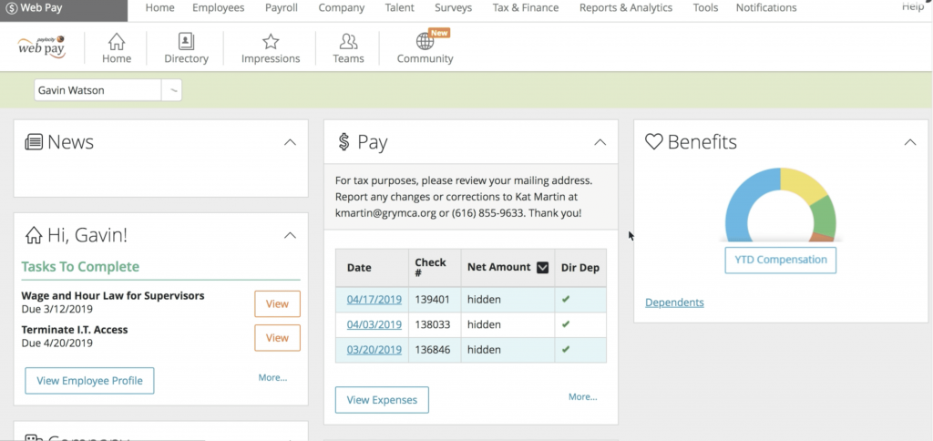 paylocity dashboard