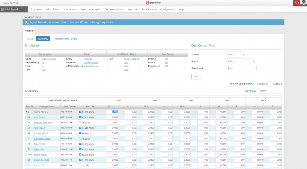 paylocity payroll processing