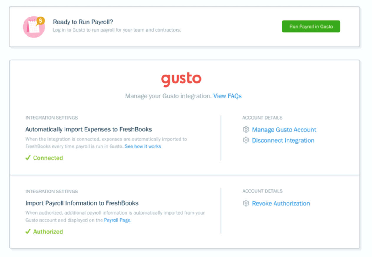 freshbooks gusto integration