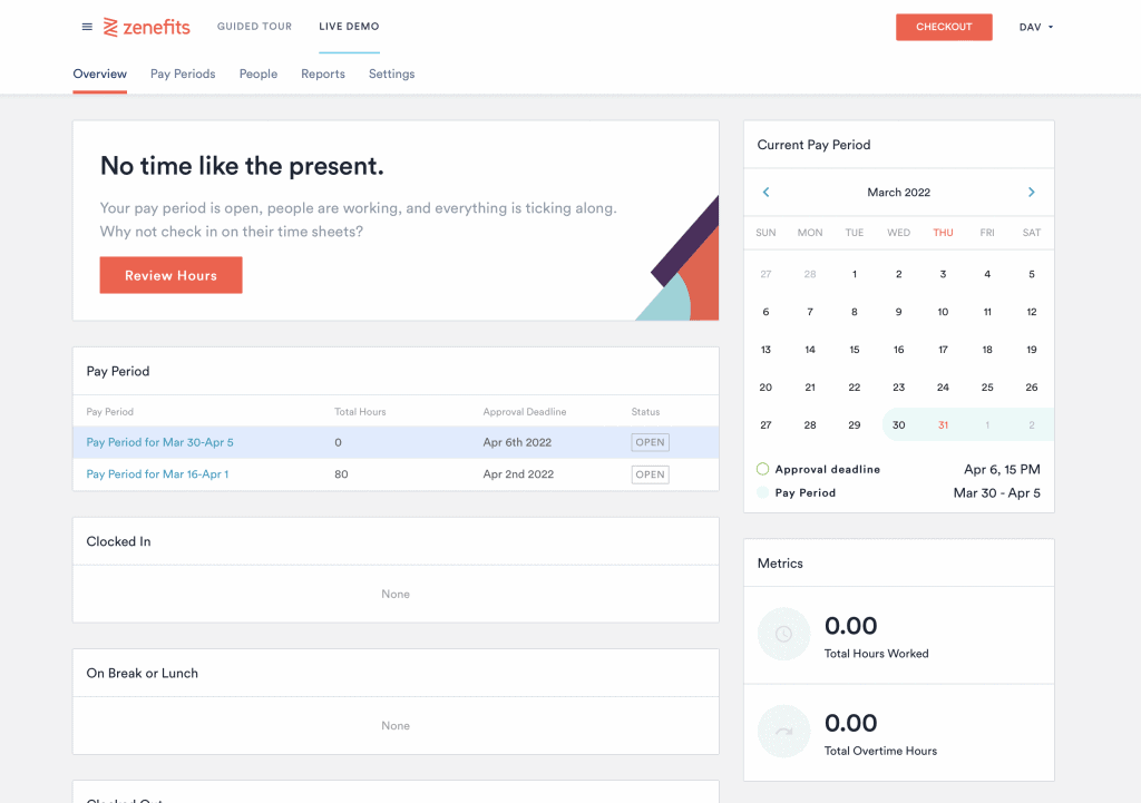 zenefits time tracking