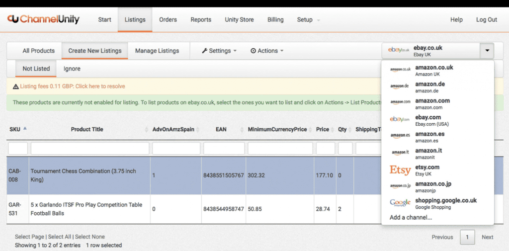 Multichannel inventory management system example dashboard.