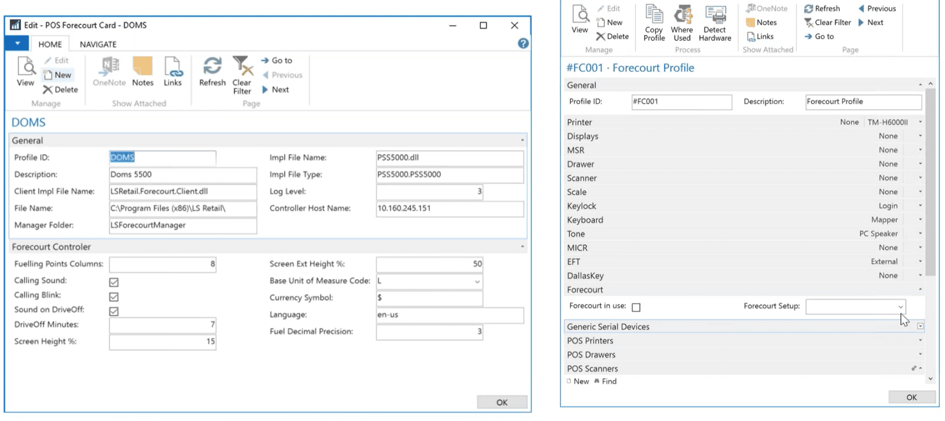 LS Retail forecourt fuel controller settings on admin dashboard