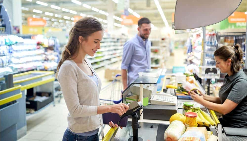 Square POS charge credit card at convenience store checkout