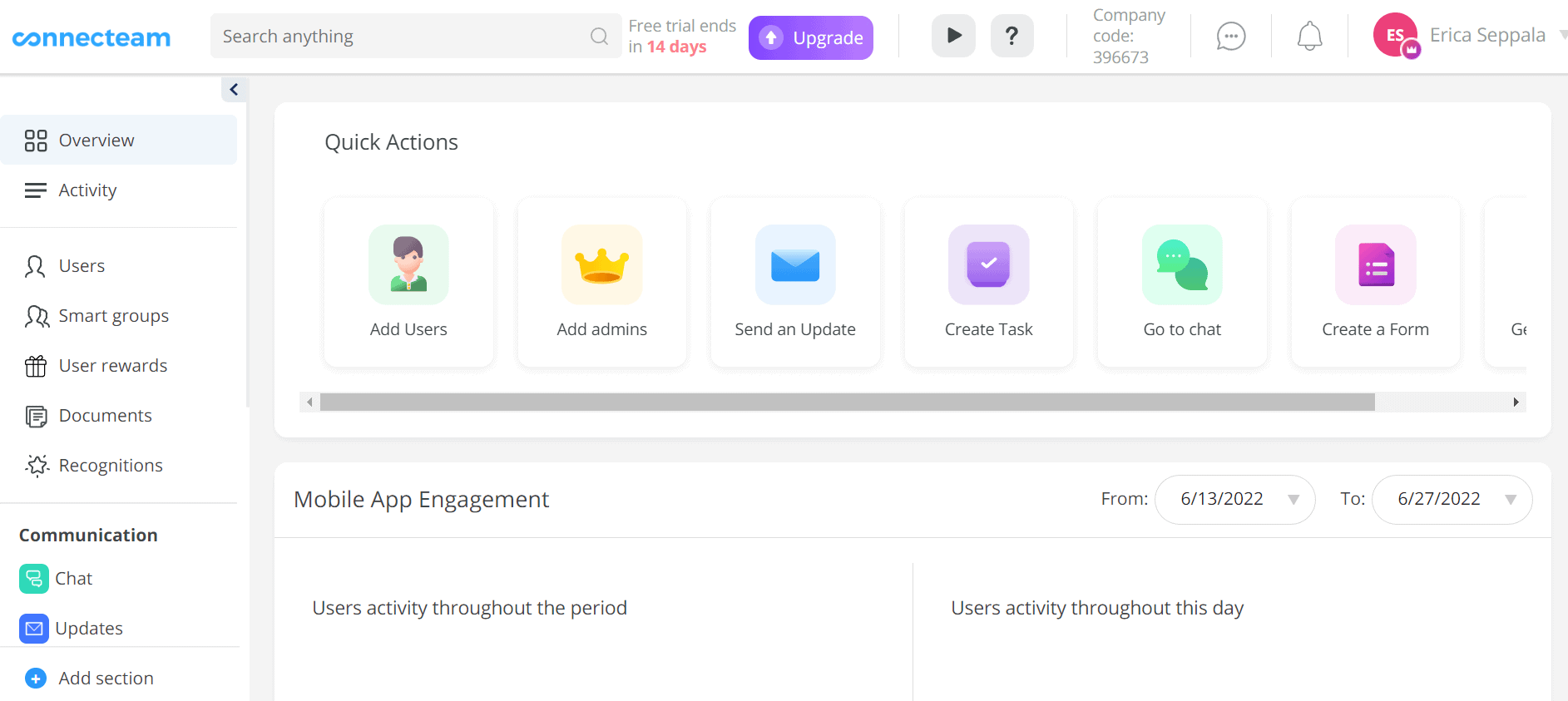 connecteam employee management software dashboard