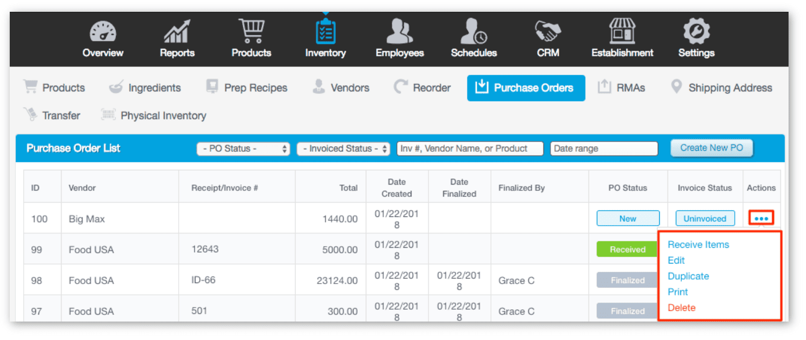 Revel POS system for grocery