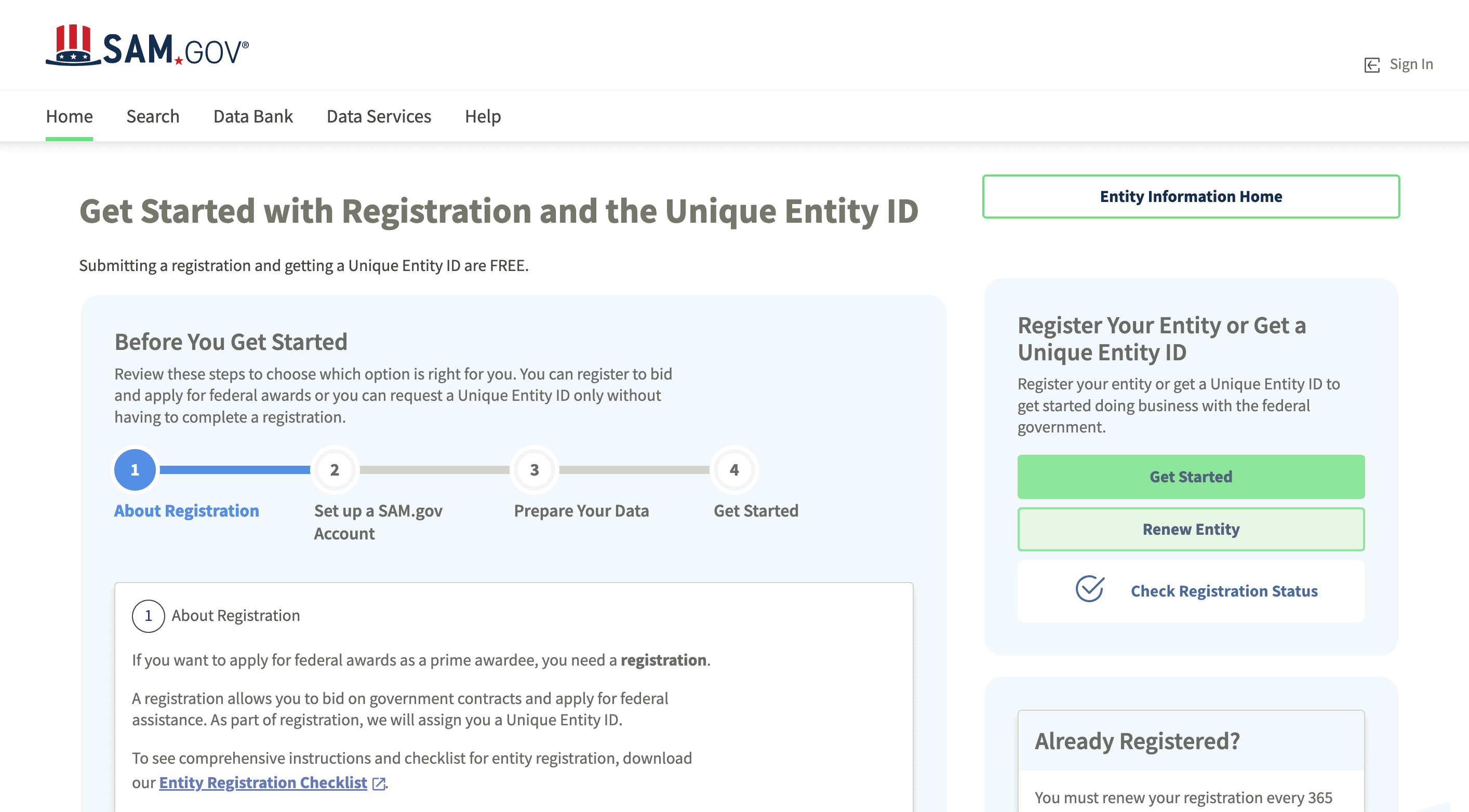 SAM.gov registration screenshot 