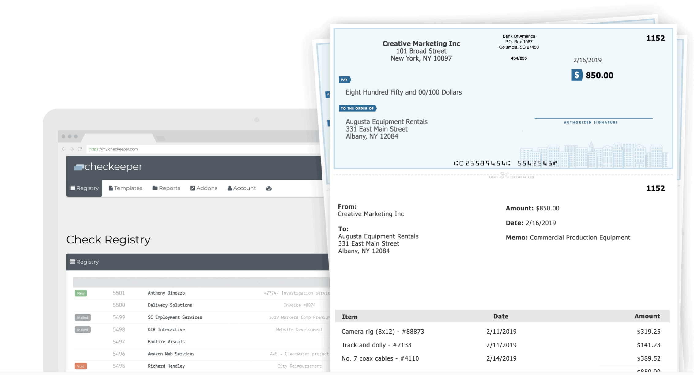 Checkeeper payroll check-printing software check preview