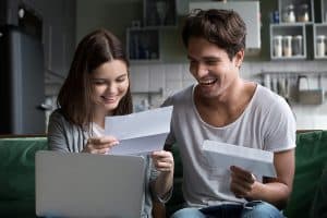 happy young couple gets good news