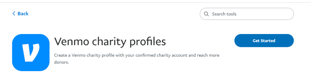 Venmo nonprofit charity profile