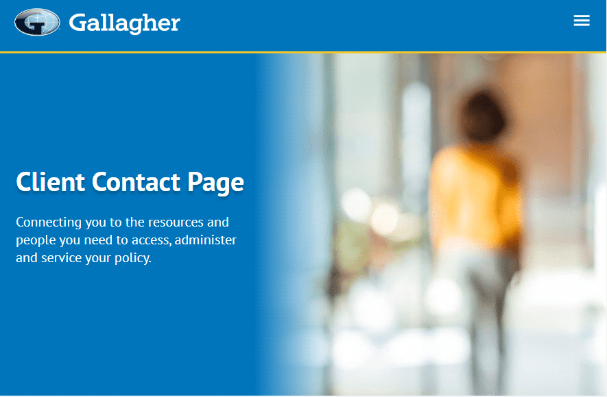 Screengrab showing the home page of Gallagher business insurance client portal