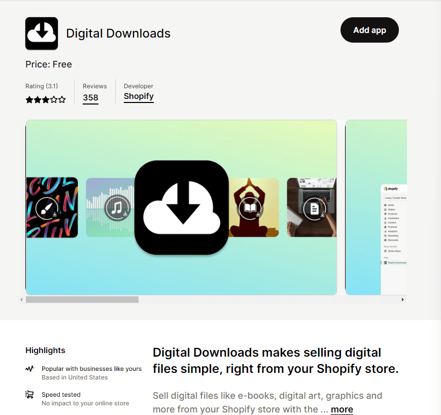 Shopify Digital Downloads app