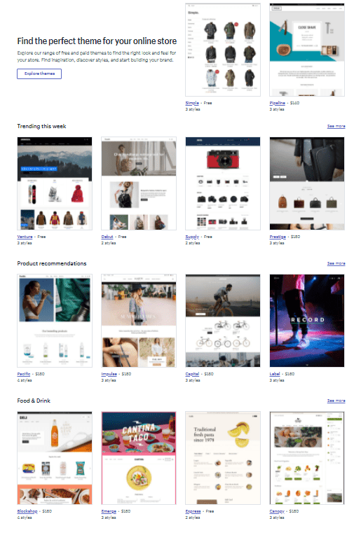 Shopify themes