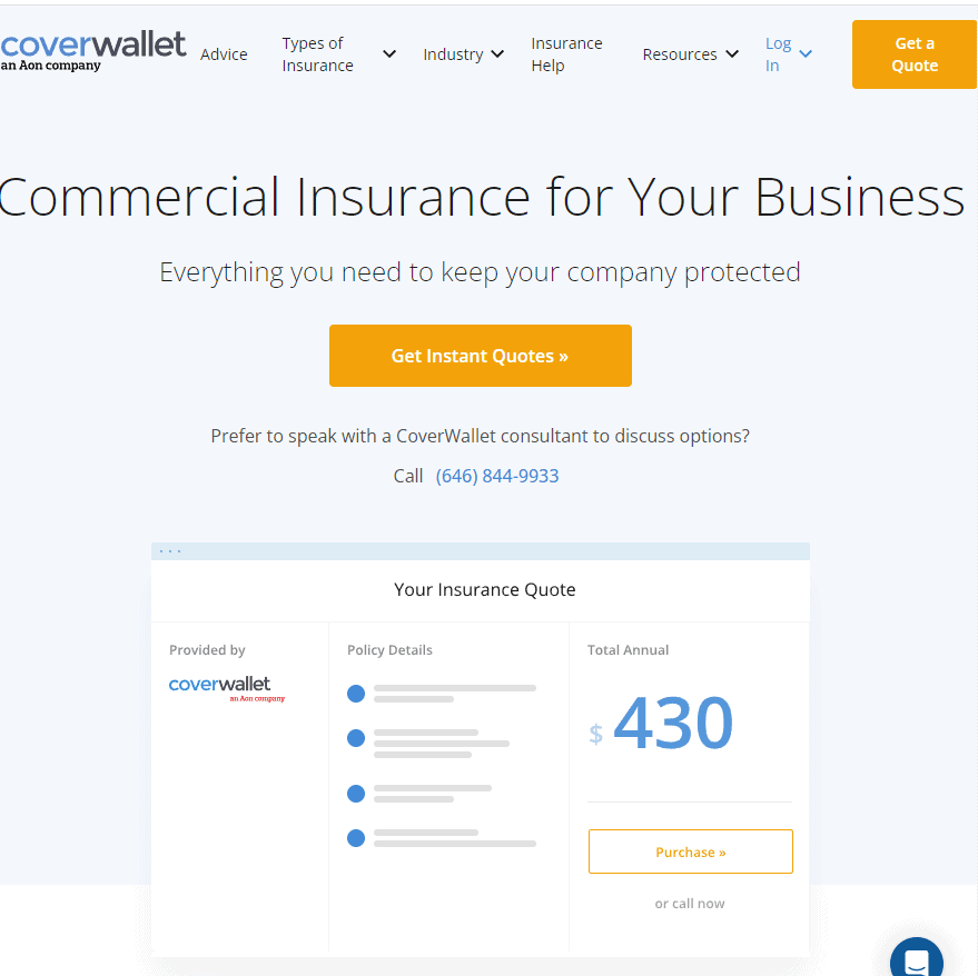 CoverWallet small business insurance