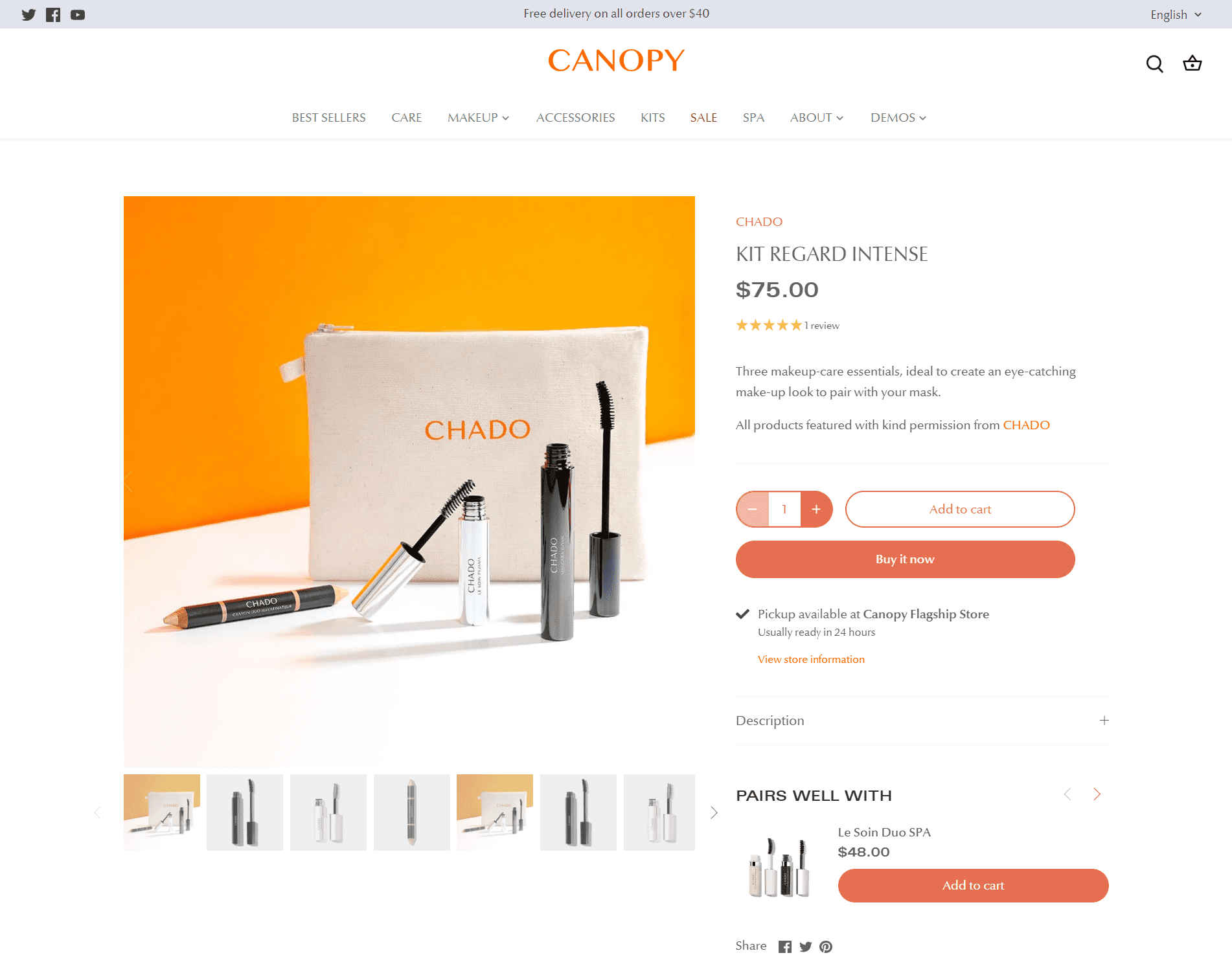 Shopify makeup eCommerce store with in-store pickup available