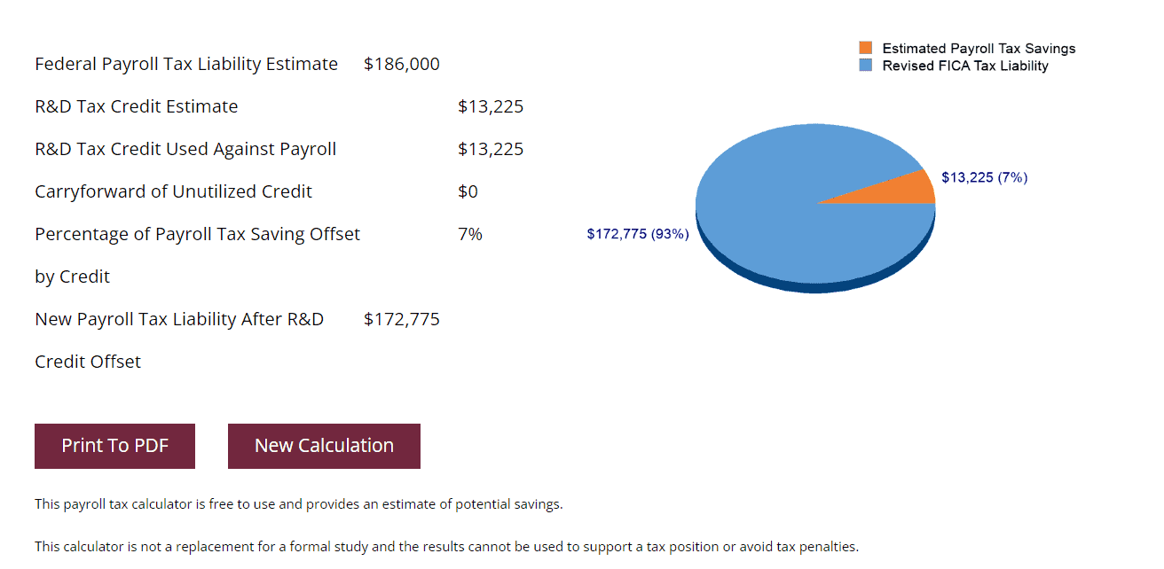 KBKG R&D payroll tax calculator