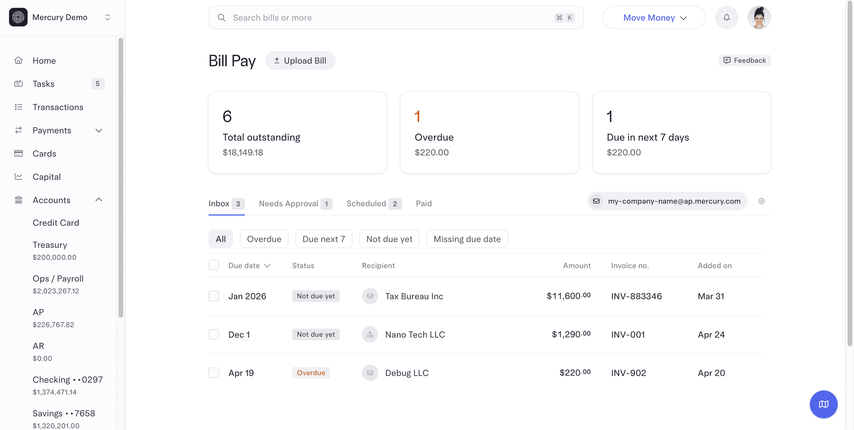 mercury bill payment