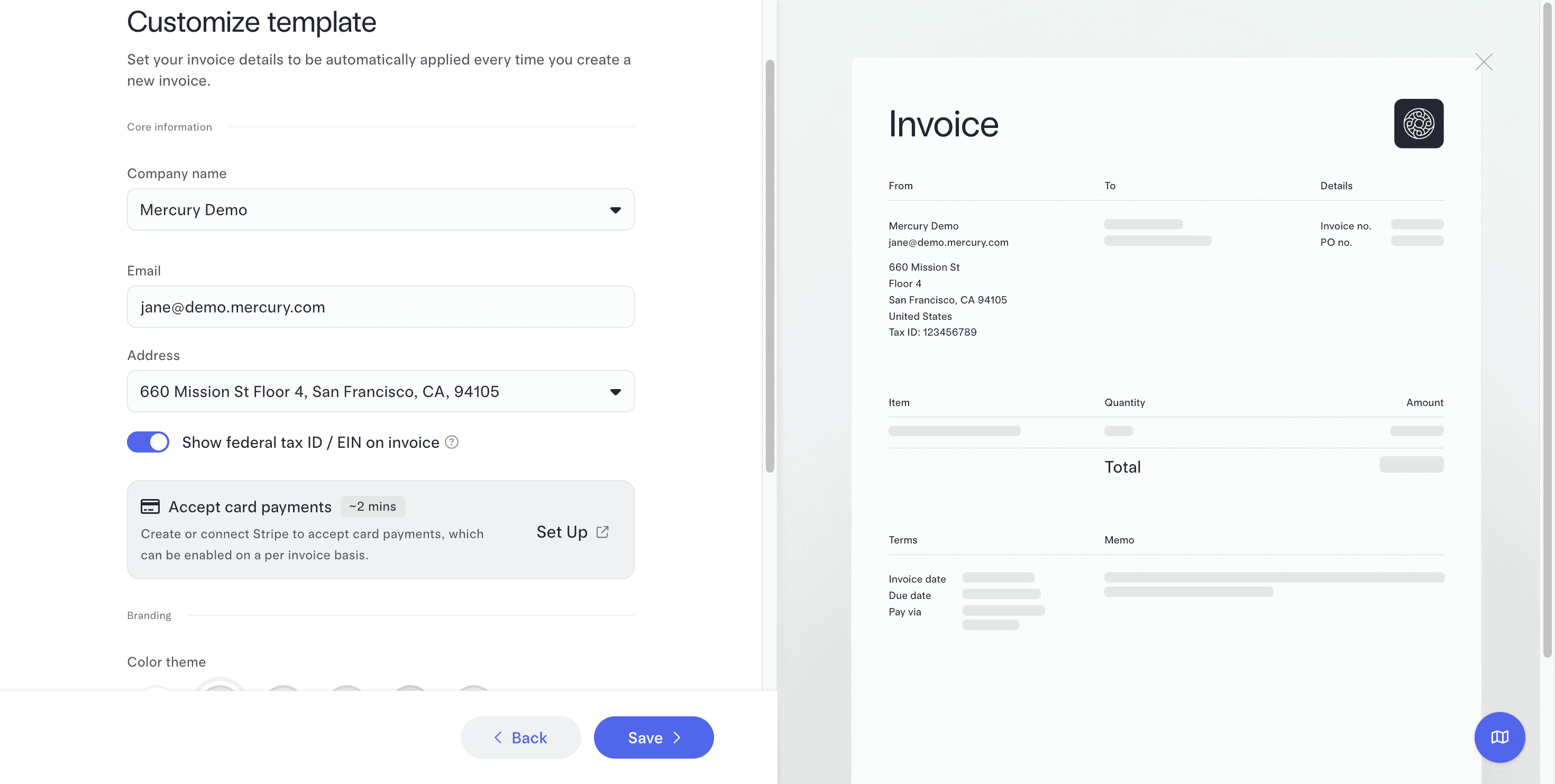 mercury invoice